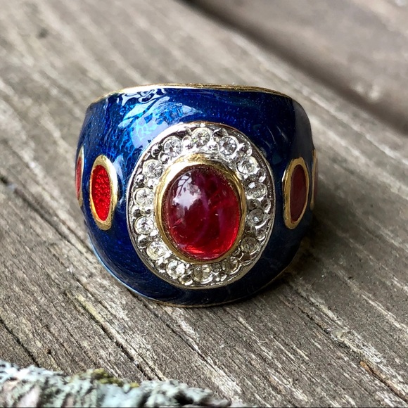 Jeweled enamel ring - Picture 6 of 6